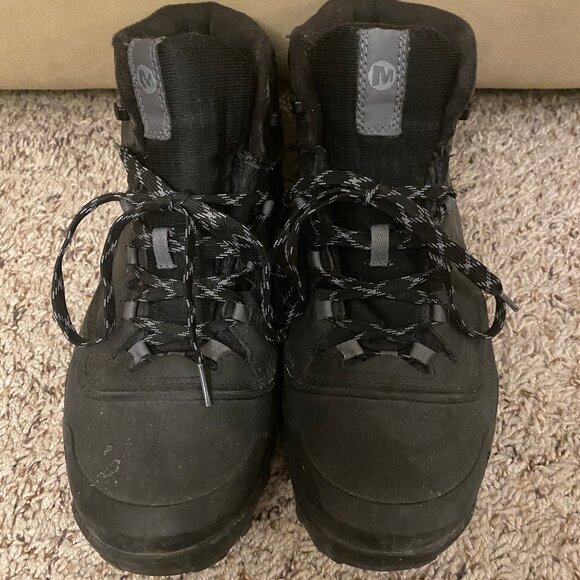 GUC Merrell Men All Black Waterproof 200 Gram Warm Winter Boots Size 11 - Picture 4 of 13